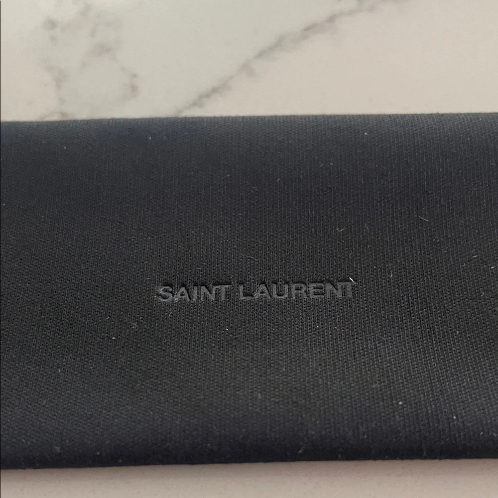 Saint Laurent Black and Silver Shield Sunglasses